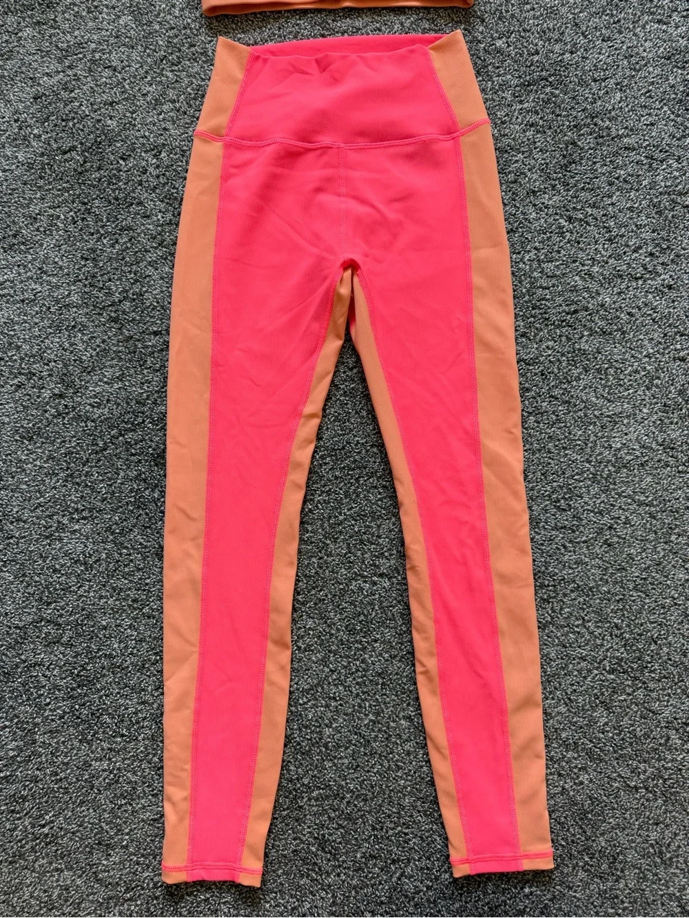 Wilo The Label Ribbed Sports Bra Leggings Set Pink Peach Size Small